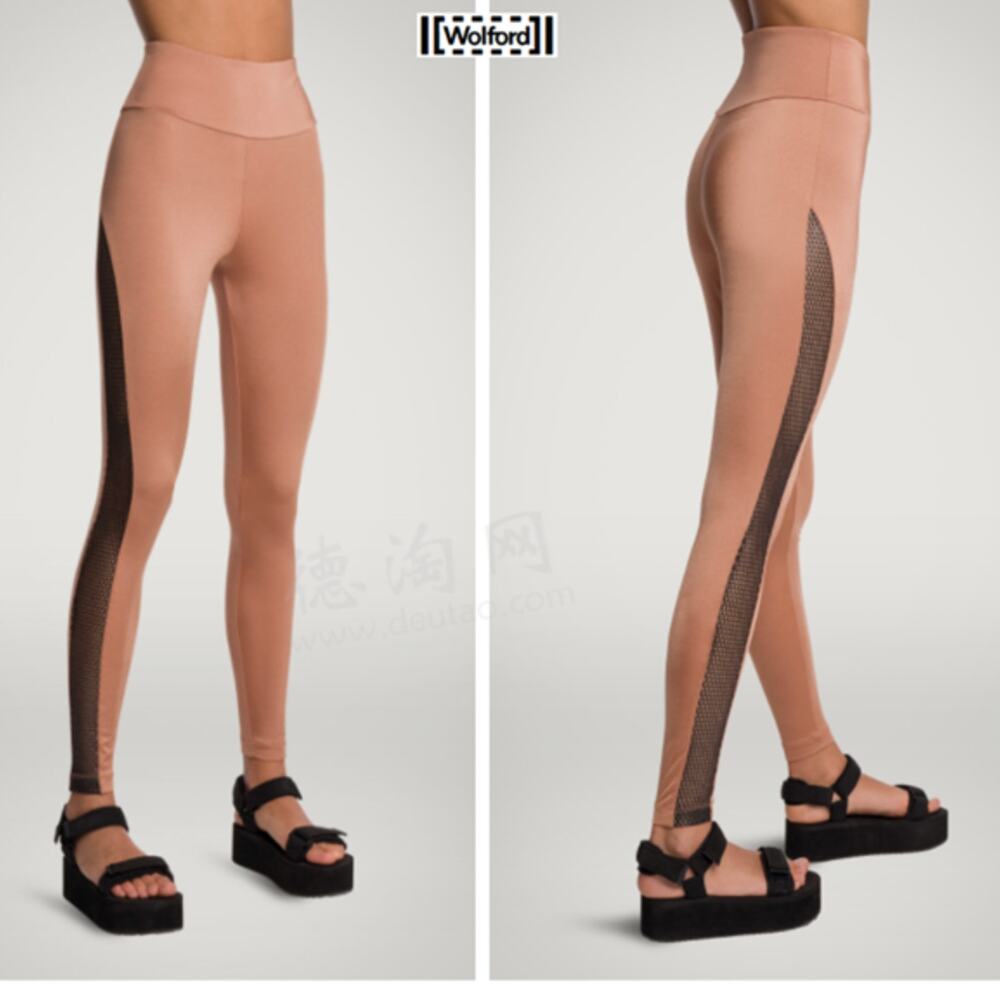 Wolford Size XS Leggings Copper Metallic Black Cutout Festival Burn Beach Yoga